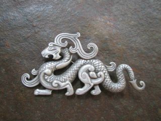 Vintage Jj Jonette Jewelry Dragon Silvertone Pin Brooch