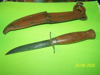 Vintage Frosts Mora Sweden Hunting Knife - 4 " Fixed Blad - Leather Sheath