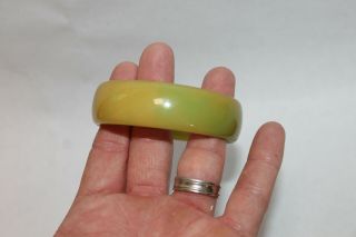 Vintage Bakalite Green Yellow Marbled Bangle Bracelet 3