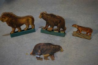 Vintage Wooden Animal Cut Outs On Wood Stands