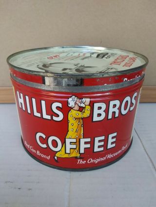 Hills Bros Vtg Coffee Tin Can 1 Lb San Francisco Ca Red Can Brand Advertising