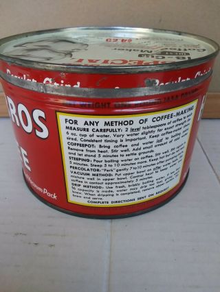 Hills Bros VTG Coffee Tin Can 1 lb San Francisco CA Red Can Brand advertising 2