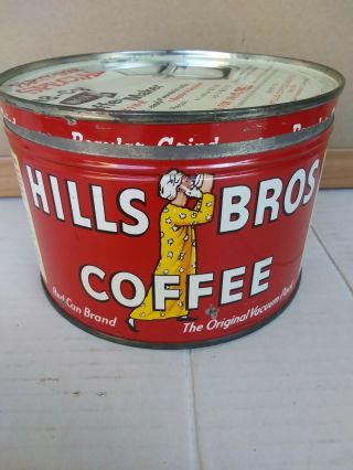 Hills Bros VTG Coffee Tin Can 1 lb San Francisco CA Red Can Brand advertising 3