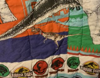Vintage 1992 Jurassic Park Twin Size Comforter Blanket Made In Usa