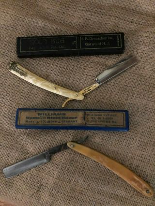 (2) Antique Straight Razors - Made In Germany For Williams Cutlery & Droescher