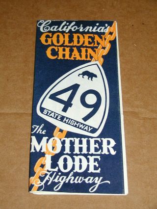 Vintage California Gold Country Highway 49 Road Map & Tourist Guide 1970s
