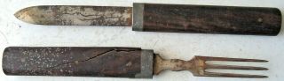 Antique Traveling Civil War Era Fork & Knife Combo Set - Universal L.  F.  & C
