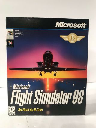 Microsoft Flight Simulator 98 Pc 1997 Big Collectors Box Complete Vintage Game