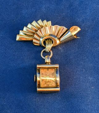 1/20 12 Karat Gold Filled Crawford Watch Vintage Brooch Pin Nurse Modern Retro