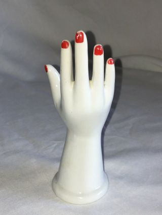 Vintage Porcelain Hand Figurine Jewelry Ring Holder Display Stand