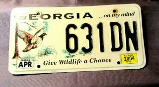2004 Georgia " Give Wildlife A Chance " Quail License Plate 631dn 9