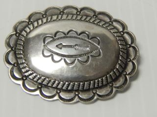 Vintage Antique Fred Harvey Navajo Indian Sterling Silver Ingot Concho Pin -