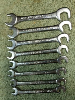 Vintage Sears Craftsman 8 - Piece Standard Open End Ignition Wrench Set 9_4306 Usa