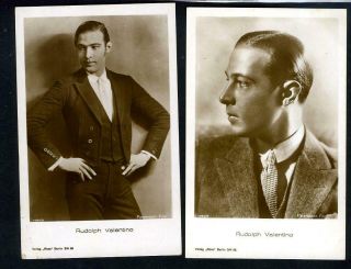 Vintage Rudolph Valentino Two (2) German Ross Postcards 1920 