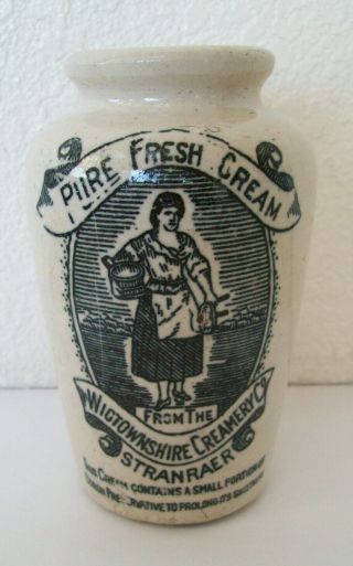 Vintage Wictownshire Creamery Stranraer England Stoneware Pure Fresh Cream Jar