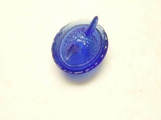 Vintage Miniature Cobalt Blue Glass Hen On Nest Trinket Salt Bowl Covered Dish 2
