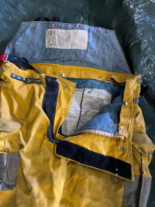 Vintage Quaker Firefighter Bunker Turnout Pants 46 Waist 31 Inseam Suspenders 2