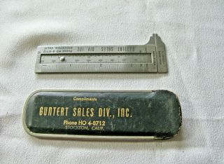 Vintage The Executive Pocket Chum 4 " Slide Caliper With Case - Euc