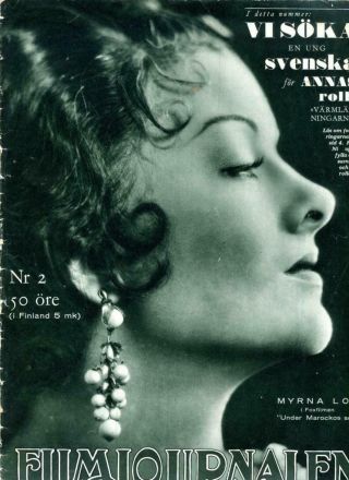 Vintage Myrna Loy Marlene Dietrich Phillips Holmes " Filmjournalen " Mag 1931