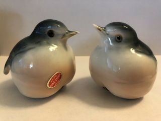 Vintage Gray Puffy Bone China Birds Salt And Pepper Shakers