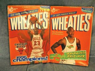 Michael Jordan Wheaties Boxes - Space Jam & 1996 Champions - Both Shrink - Wrapped