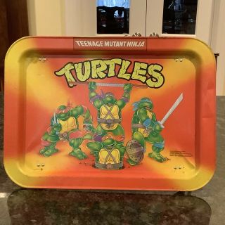 Vintage Teenage Mutant Ninja Turtle Metal Tv Dinner Tray 1988 Mirage Studios