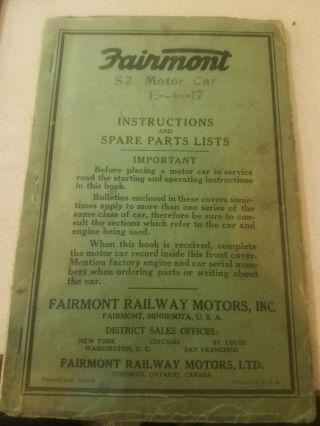 Fairmont Motors S2 Motor Car E - 4 - 17 Instructions & Spare Parts Lists