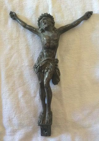 Antique French Crucifix Jesus Christ Corpus Christi Cross Cast Brass 5.  5” Metal
