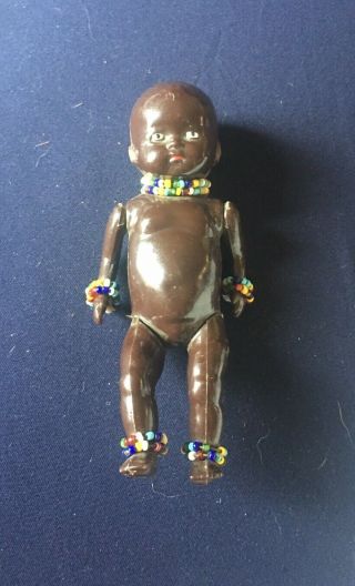 Vintage Pmi Jhb Black African Tribal Baby Figure Traditional Folk Doll 4.  5 Inch