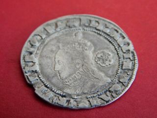 Antique Silver Hammered Coin Elizabeth 1 Sixpence C1576