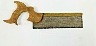 Tiny Antique Brass Back Tenon Saw - 6 " L,  14 Tpi; Split Screw 1900c Uk