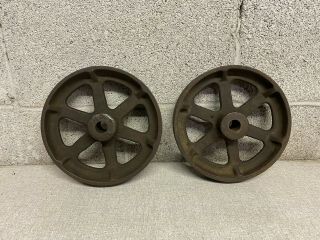 Vintage 8” Cast Iron Antique Hit And Miss Gas Engine Cart Wheels