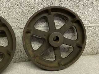 Vintage 8” Cast Iron Antique Hit And Miss Gas Engine Cart Wheels 3