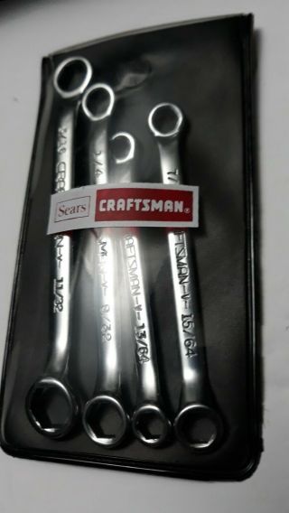 Craftsman - V - Series 4 Piece Midget Box End Wrench Set 4379 Ex Cond Usa Vintage