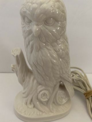 Iwrice And Co Vintage White Ceramic Owl Lamp Nightlight Made In Japan