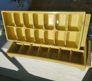 Vintage 2 Ge Stackable Ice Cube Trays Harvest Gold General Electric