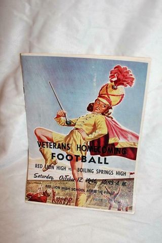 Vintage 1946 High School Football Program Red Lion Vs Boiling Springs High