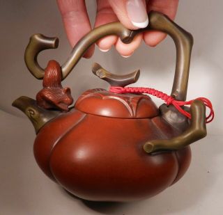 Unusual Antique C1920 Chinese Yixing Zisha Teapot,  Signed