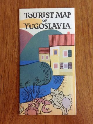 1954 Tourist Map Yugoslavia Jugoslavija Serbia Slovenia Adriatic Coast 22x17 In