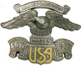 Vintage Harley Davidson Motorcycles Made In Usa 1903 Metal Eagle Sign Emblem