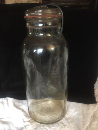 Vintage Clear Half Gallon Mason Jar With Wire Bail Lid,  Rubber Unbranded 4