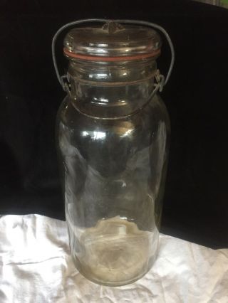 Vintage Clear Half Gallon Mason Jar With Wire Bail Lid,  Rubber Unbranded 4 3