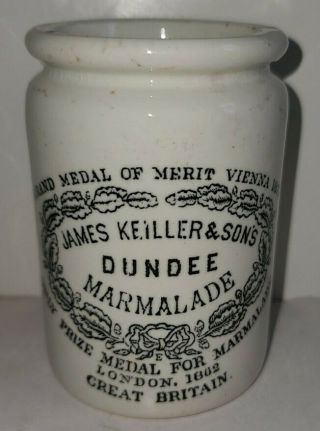 Antique James Keiller & Sons Dundee Marmalade Crock Pot Jar 4.  5 " X 3 " Great Brit