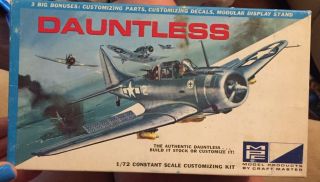 Vintage Mpc 1:72 Scale Dauntless Airplane Model Kit Craft Master 7002 - 70