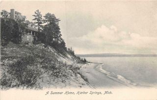 Harbor Springs Mi 1907 - 14 View Of A Summer Home On Lake Michigan Vintage Gem 551