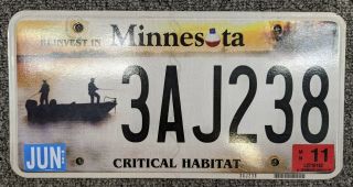 Minnesota License Plate Critical Habitat Fishing Boat Environmental