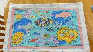 Vintage Ken Done Australia Pastel Fish Coral Reef Ocean Sea Bed Pillowcase
