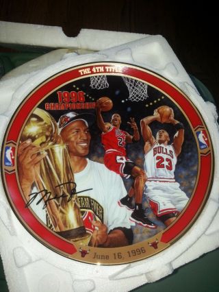 Michael Jordan " The 4th Title " Bradford Exchange/upper Deck Collectible Plate