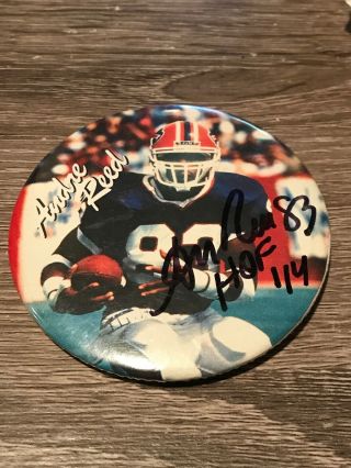 Vintage 1990s Autographed Signed Buffalo Bills Nfl Andre Reed Pin Button Pinback