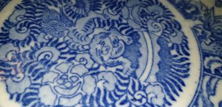 ANTIQUE CHINESE 19TH CENTURY BLUE AND WHITE LARGE PORCELAIN CHARGER 32CM VGC 3